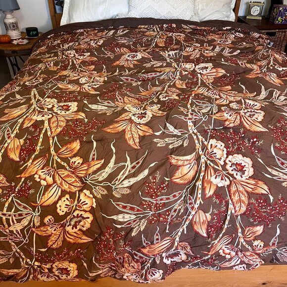 Martha Stewart Queen Size Floral Comforter Floral Print Comforter In Earthy Tone - Picture 5 of 14